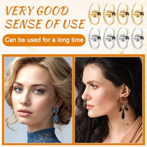 Earring Lifters Backs, 8 Pcs Earring Backs for Droopy Ears Locking Earrings