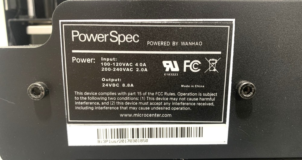 PowerSpec 3D Printer 100V Power Tested Please Read