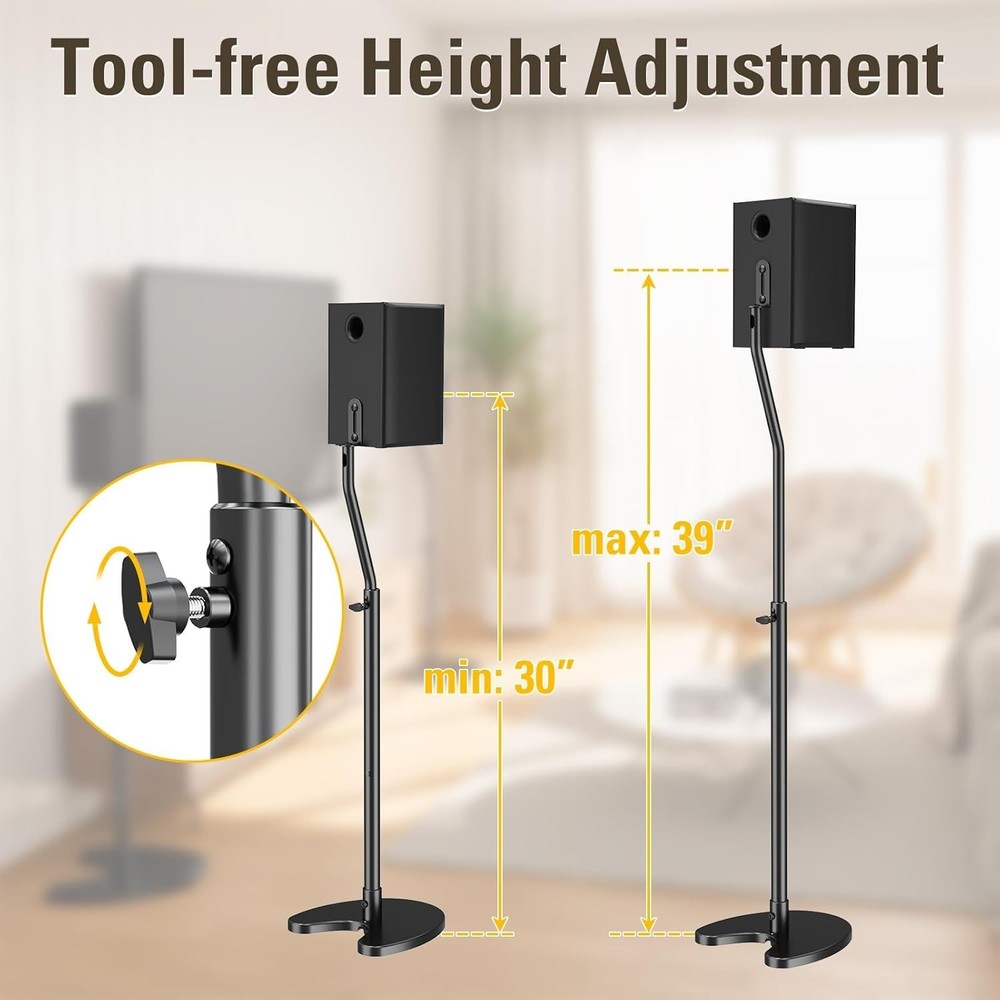 Universal Fit Speaker Stands, Max 39" Height