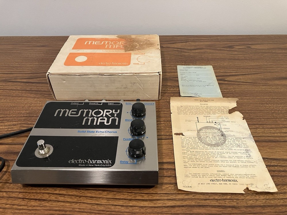 Electro Harmonix Memory Man Delay Chorus Vintage Effect Pedal Box Instructions