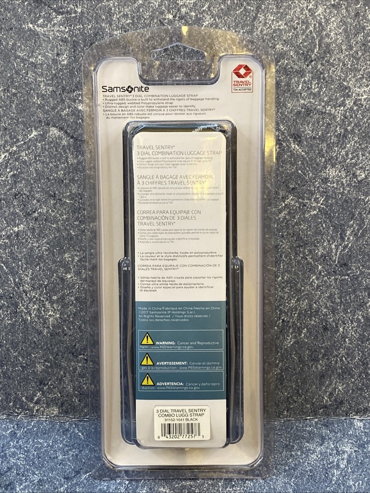 Samsonite 3 Dial Sentry Combo Luggage Strap, Black Multi, Combination Lock