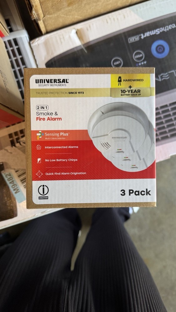 Universal Security (3-Pack) Hardwired & 10-Year Battery Smoke Detector