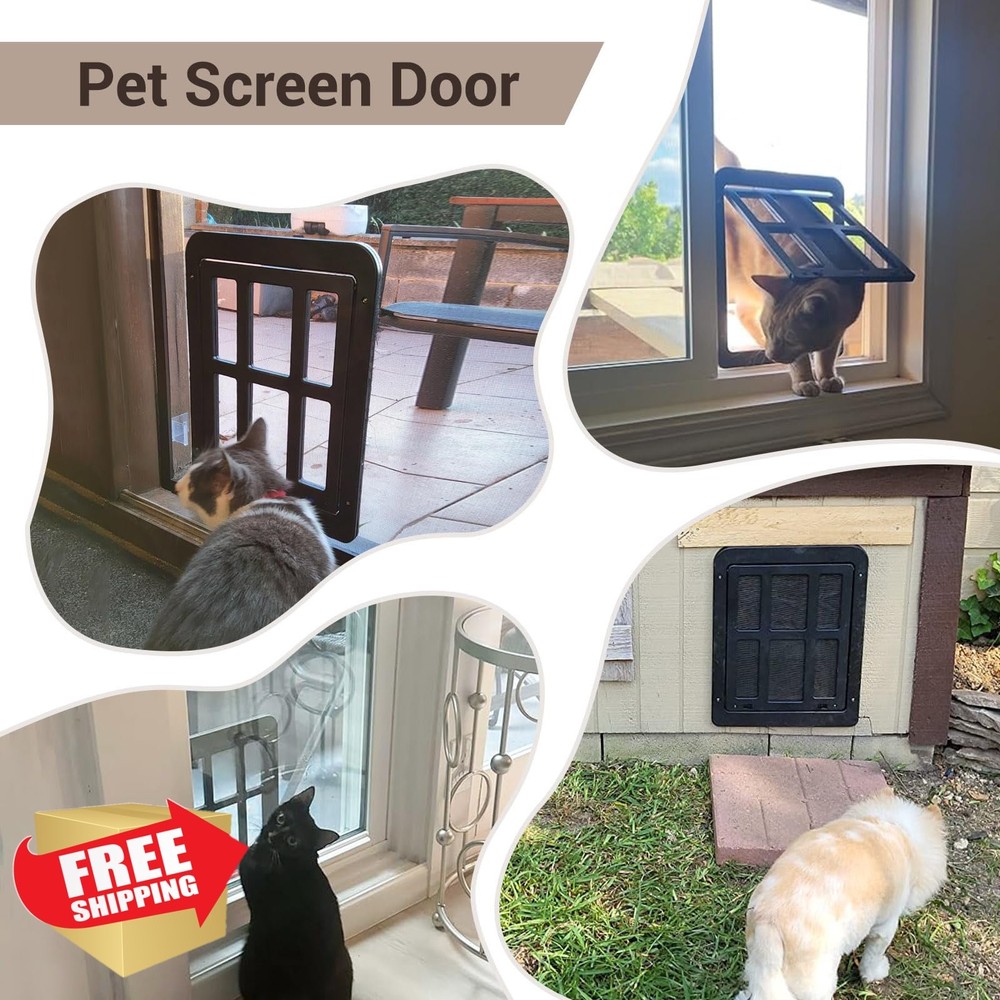 Billionchains Cat Screen Door Lockable, Sliding, Black, Small Pet