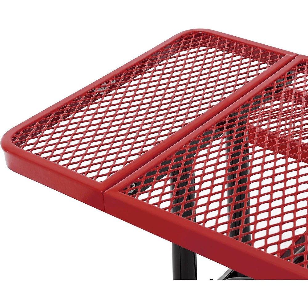 Global Industrial 8'L Rectangular Picnic Table Expanded Metal Red