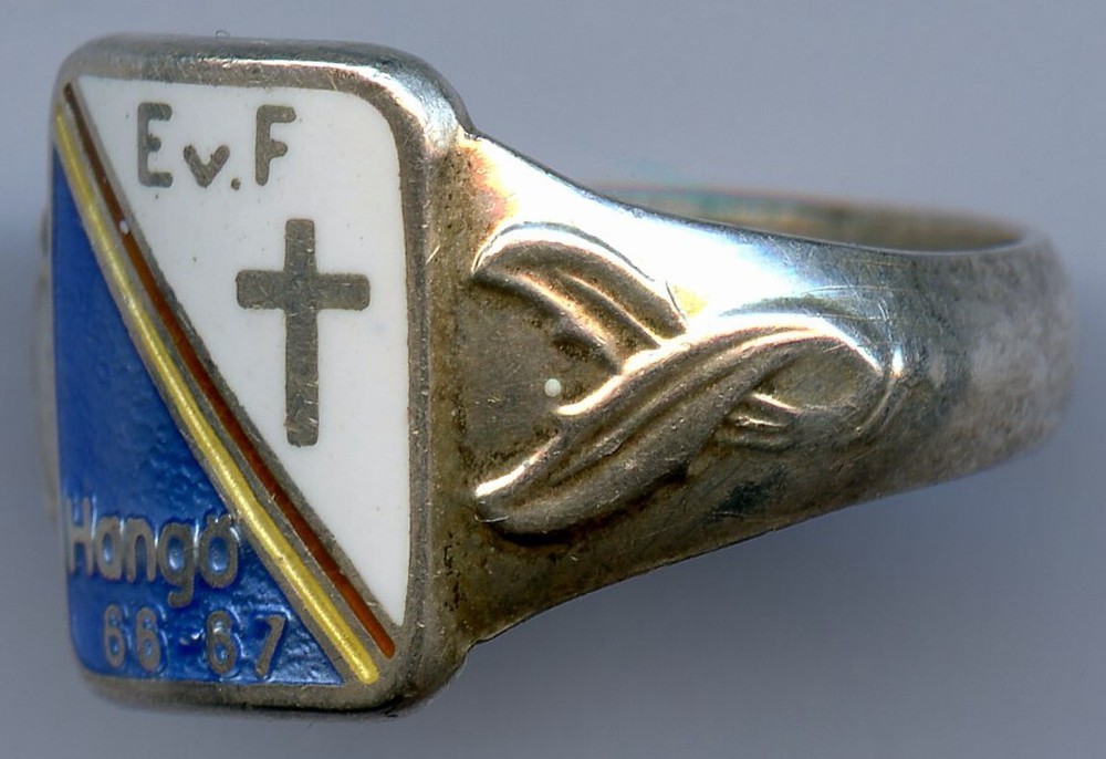Finland Religious Hango Graduation Silver Ring Size Inside 18mm !!!