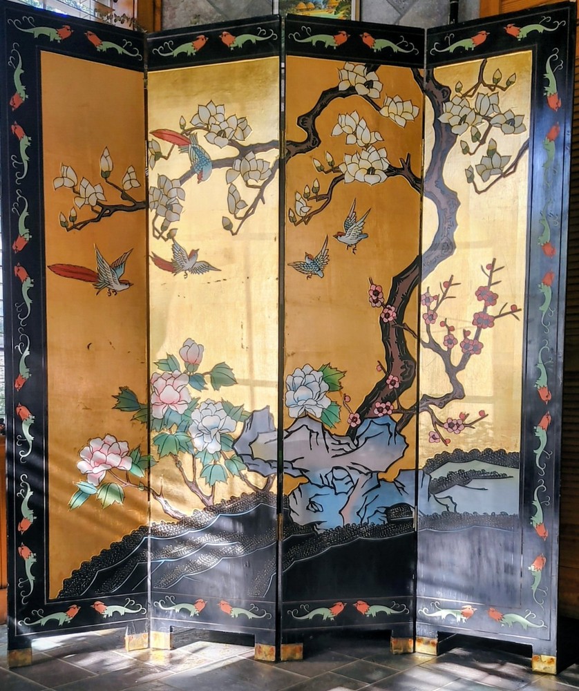 4 Panel Screen Gold-leaf  Chioiserie