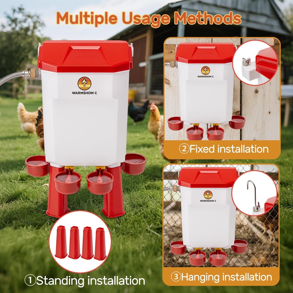 Automatic Chicken Waterer Float Control Stainless Steel Hose Poultry