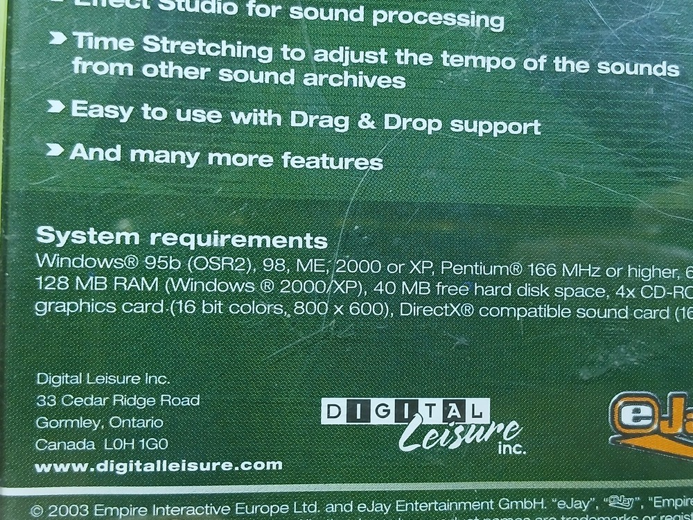 eJay Virtual Music Studio HipHop2 PC CD-ROM Windows 95b 98 XP OG Beat Maker eJay