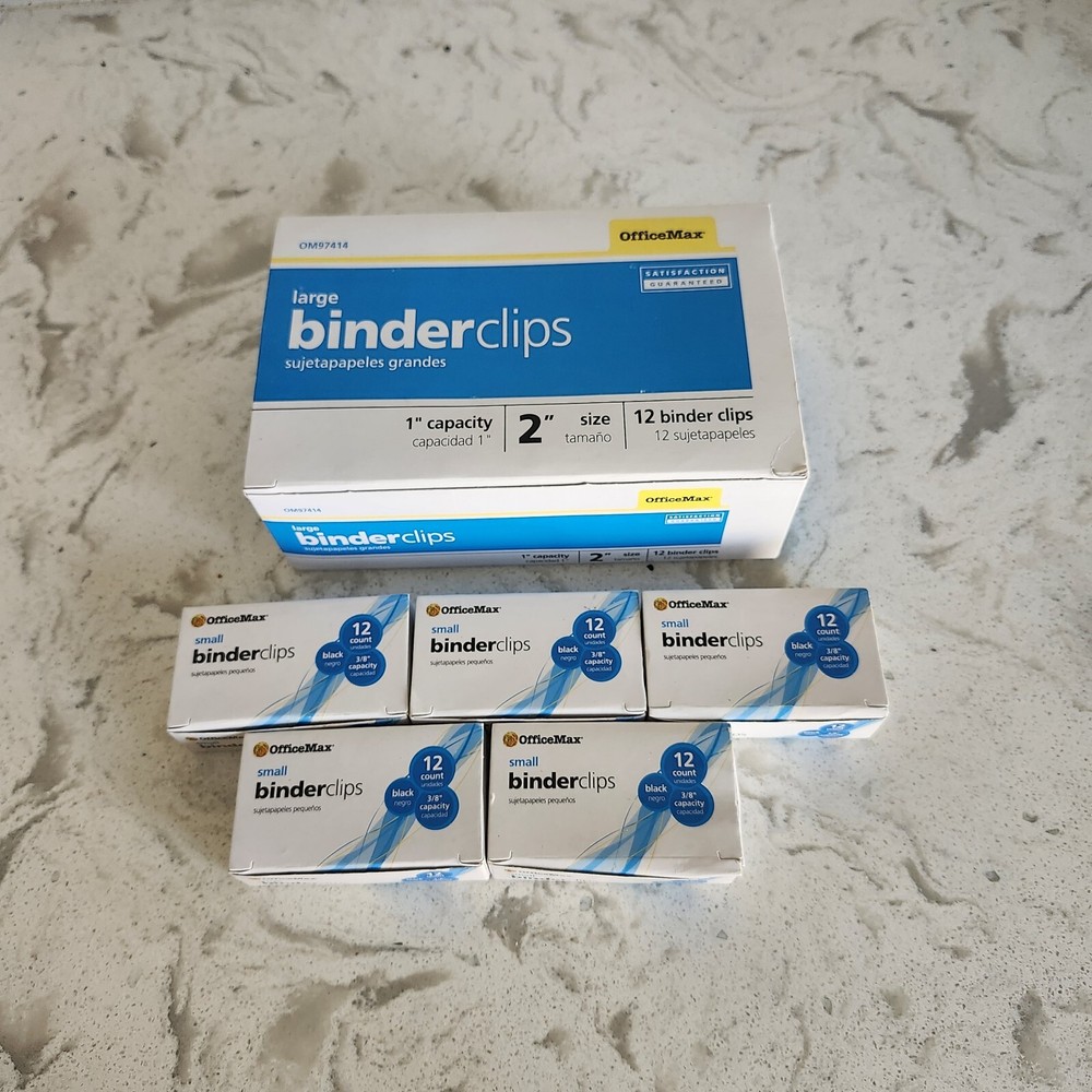 Office Max Binder Clips - Small & Large - New Open Box - LOT