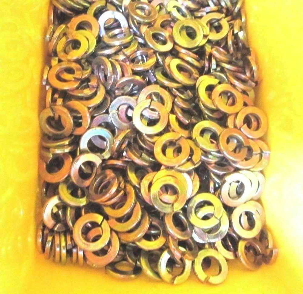 5/16" Medium Split Lock Washers Yellow Zinc