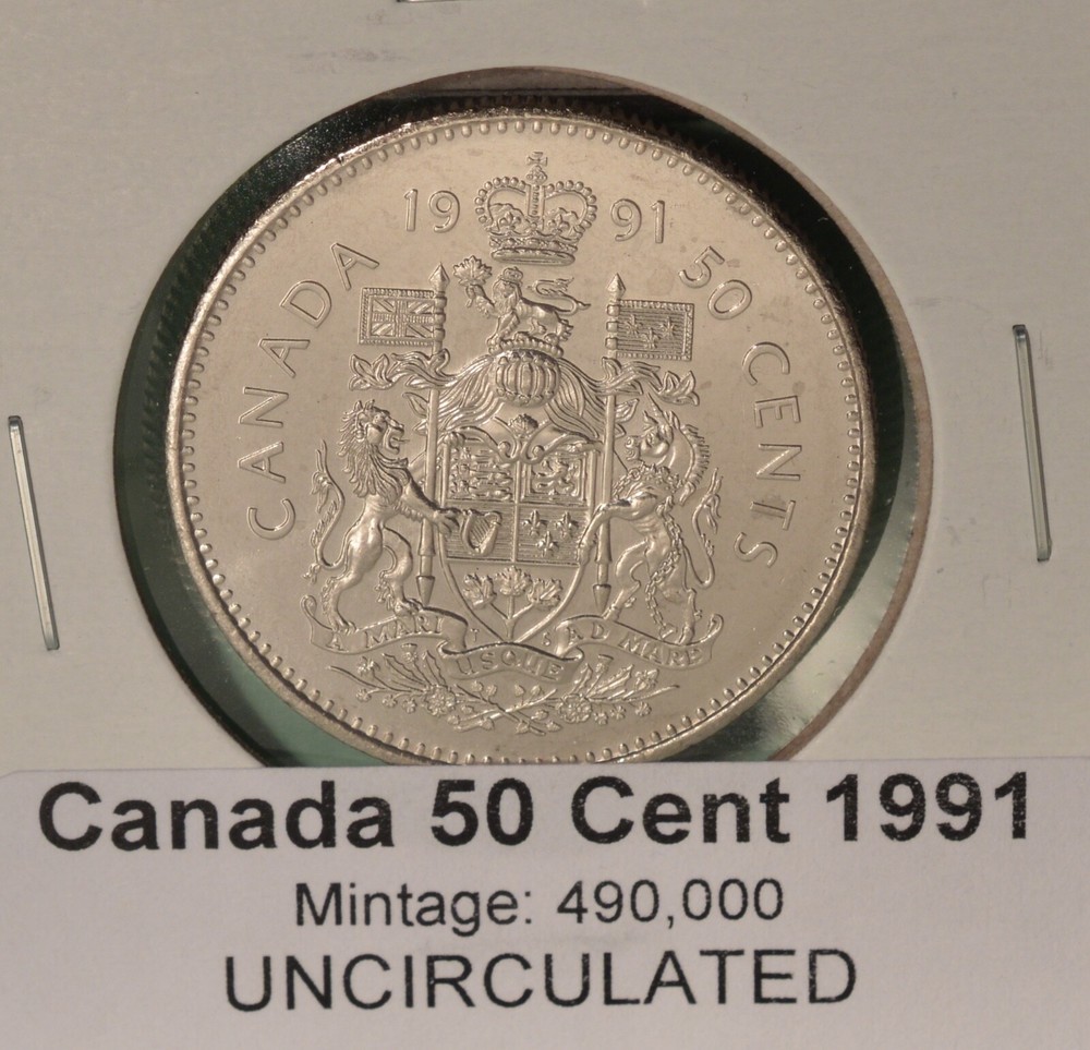 1991 Canada Fifty Cent - UNCIRCULATED - from original mint roll