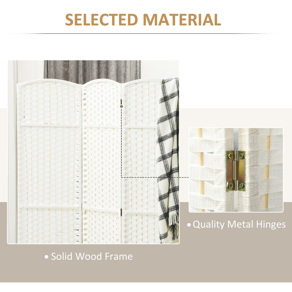 8 Panel Room Divider Freestanding Folding Privacy Screen White