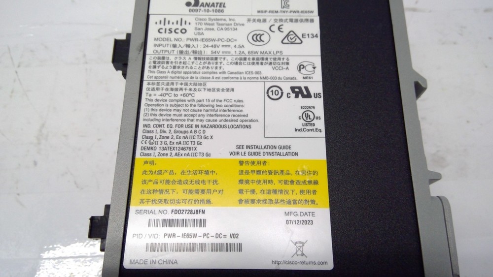 CISCO PWR-IE65W-PC-DC Switch Power Supply