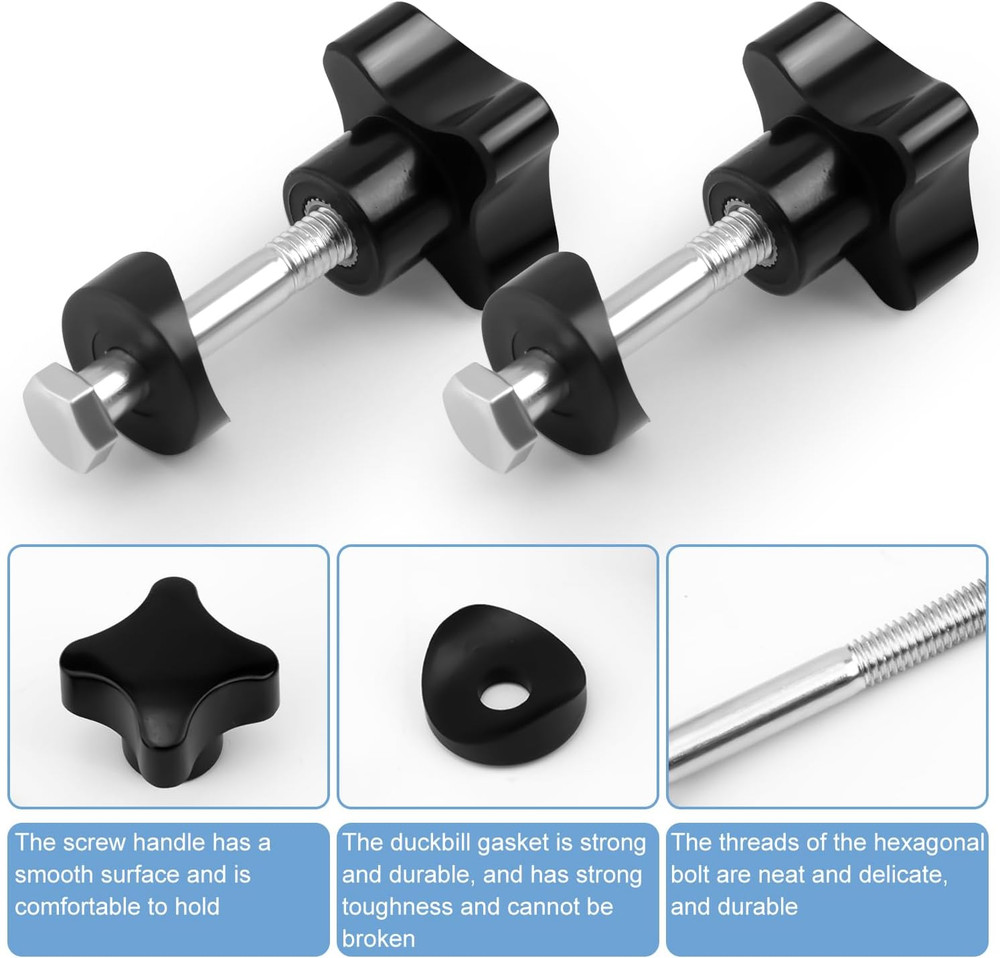 2 Sets Rollator Walker Replacement Arm Adjustment Knobs Black Medium