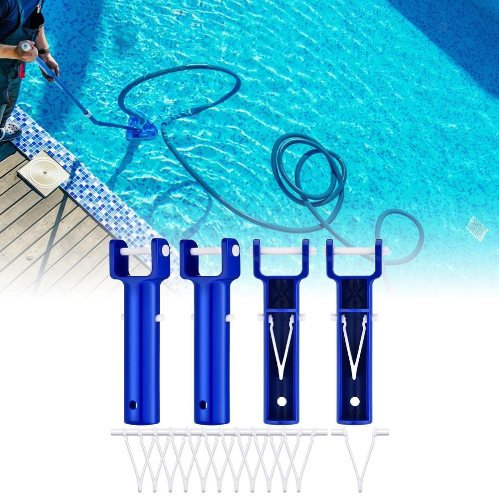 4Pcs Pool Vacuum Head Handle Durable Portable Pool V Shape Clip Brush Head