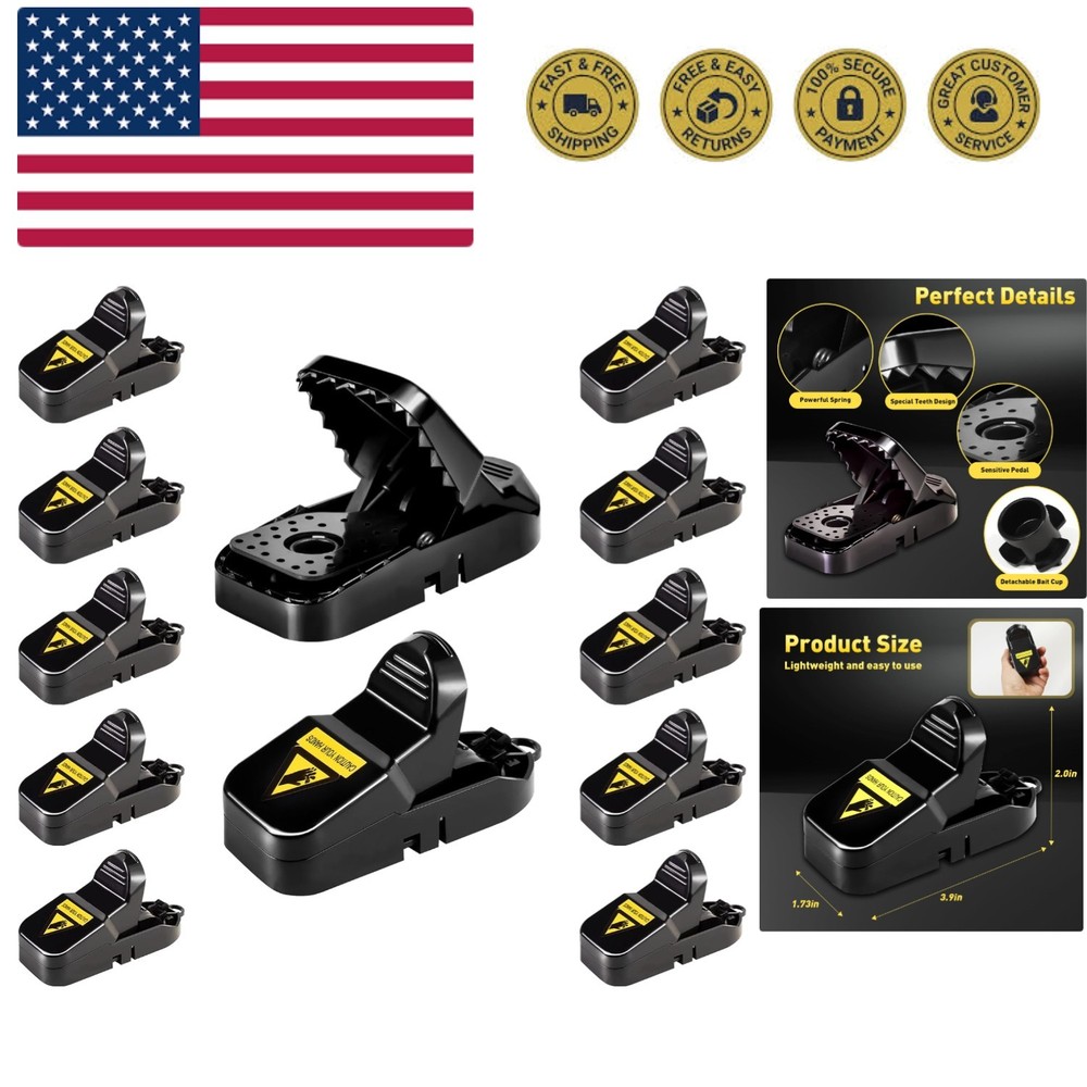 Durable ABS Mouse Traps - 12 Quick-Set Traps for Effective Home Pest Control