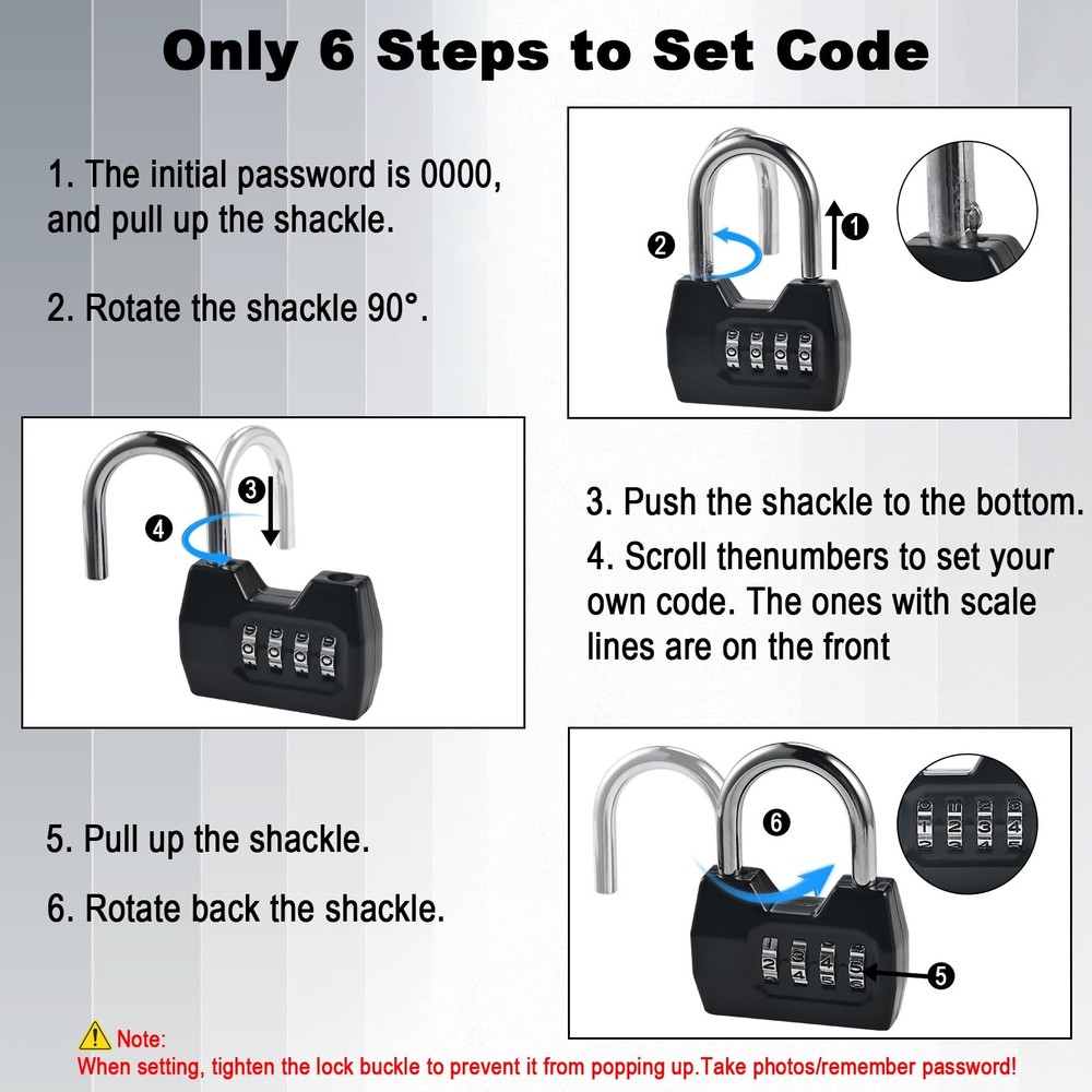 Combination Lock, 4-Digit Fashion Combo Lock, Combination Padlock Waterproof ...