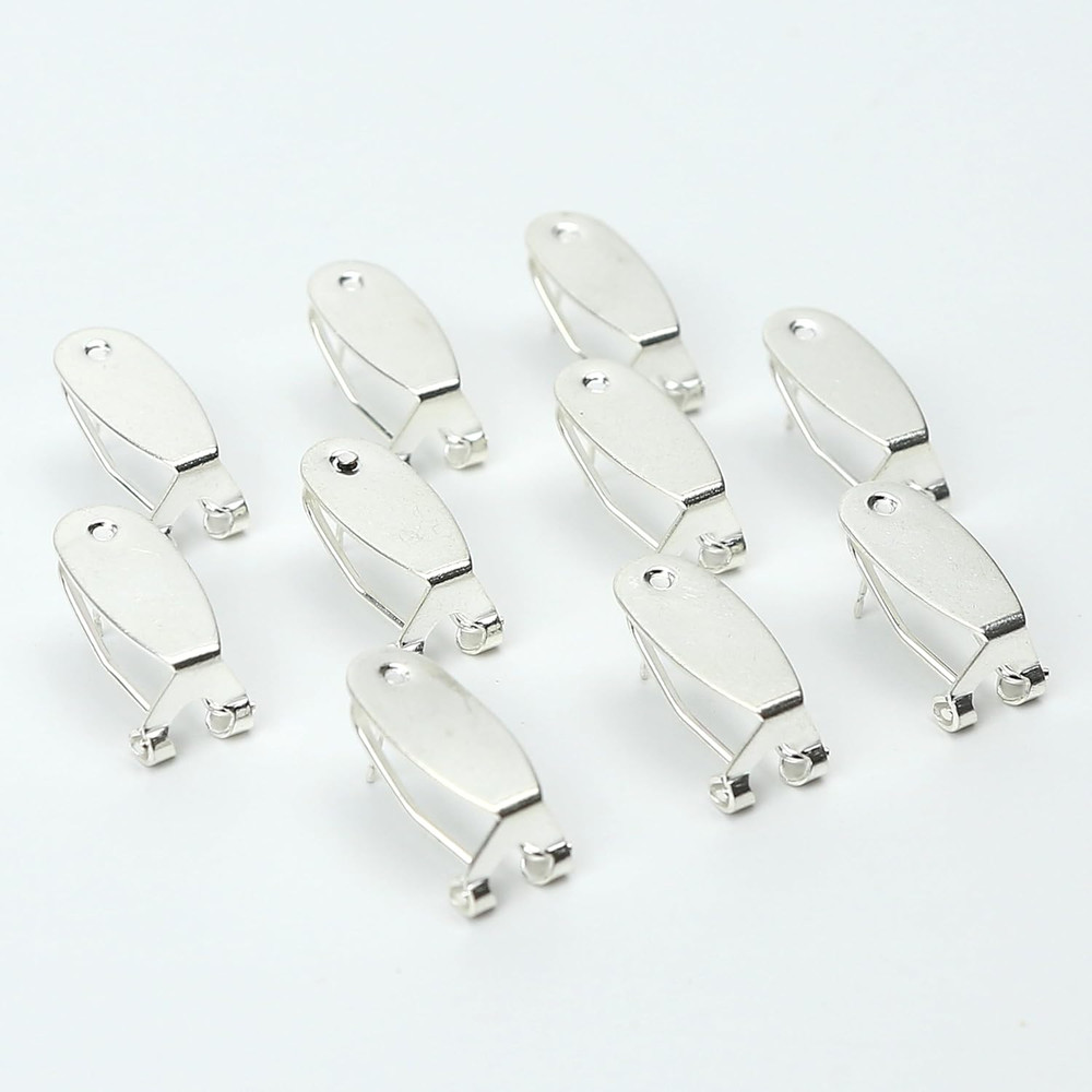 20PCS Fingernail Earring Post Backs, Hypoallergenic Clip Base Studs, Hinged Pads