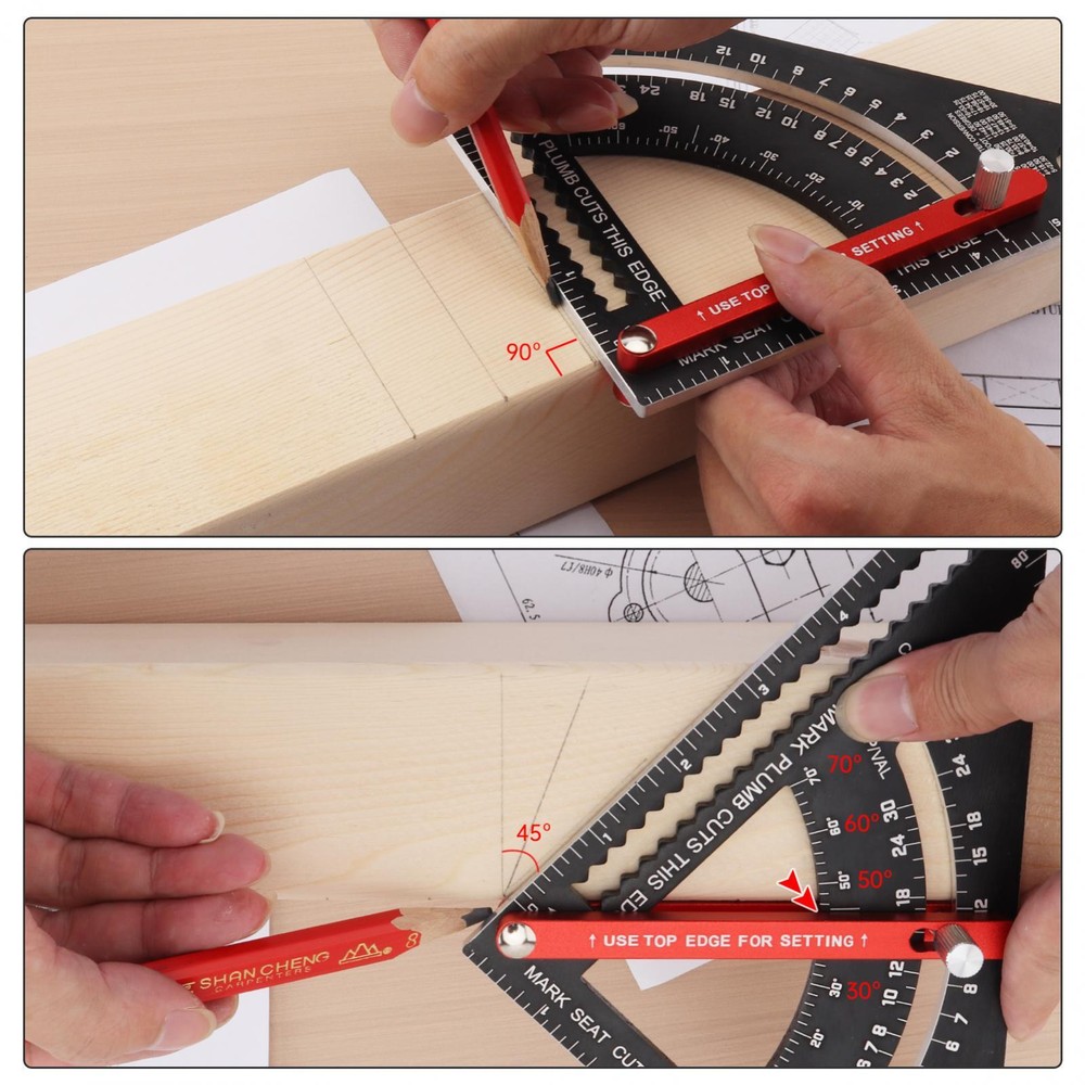 7 Inch Positioning Adjustable Angle Triangle Ruler with Adjustable Rod Metal