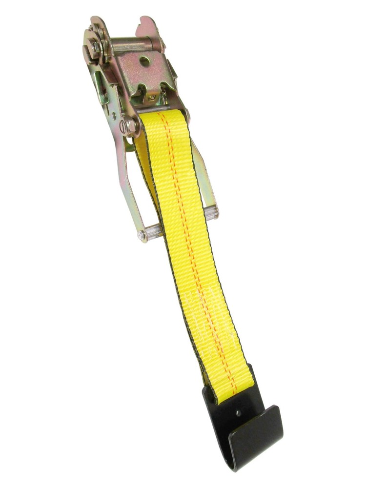 2" x 15' Ratchet Strap Tie Down Assembly with Flat Hooks for Cargo Control