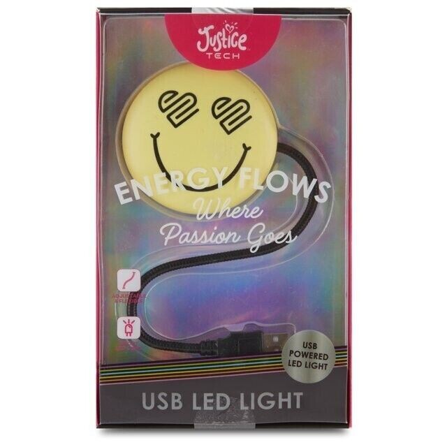 ORIGINAL! JUSTICE TECH SMILEY DESKTOP USB LED LIGHT ADJUSTABLE FLEXIBLE & BRIGHT