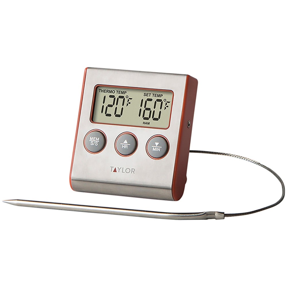 Taylor Stainless Steel Wired Probe Programable Digital Thermometer with Timer
