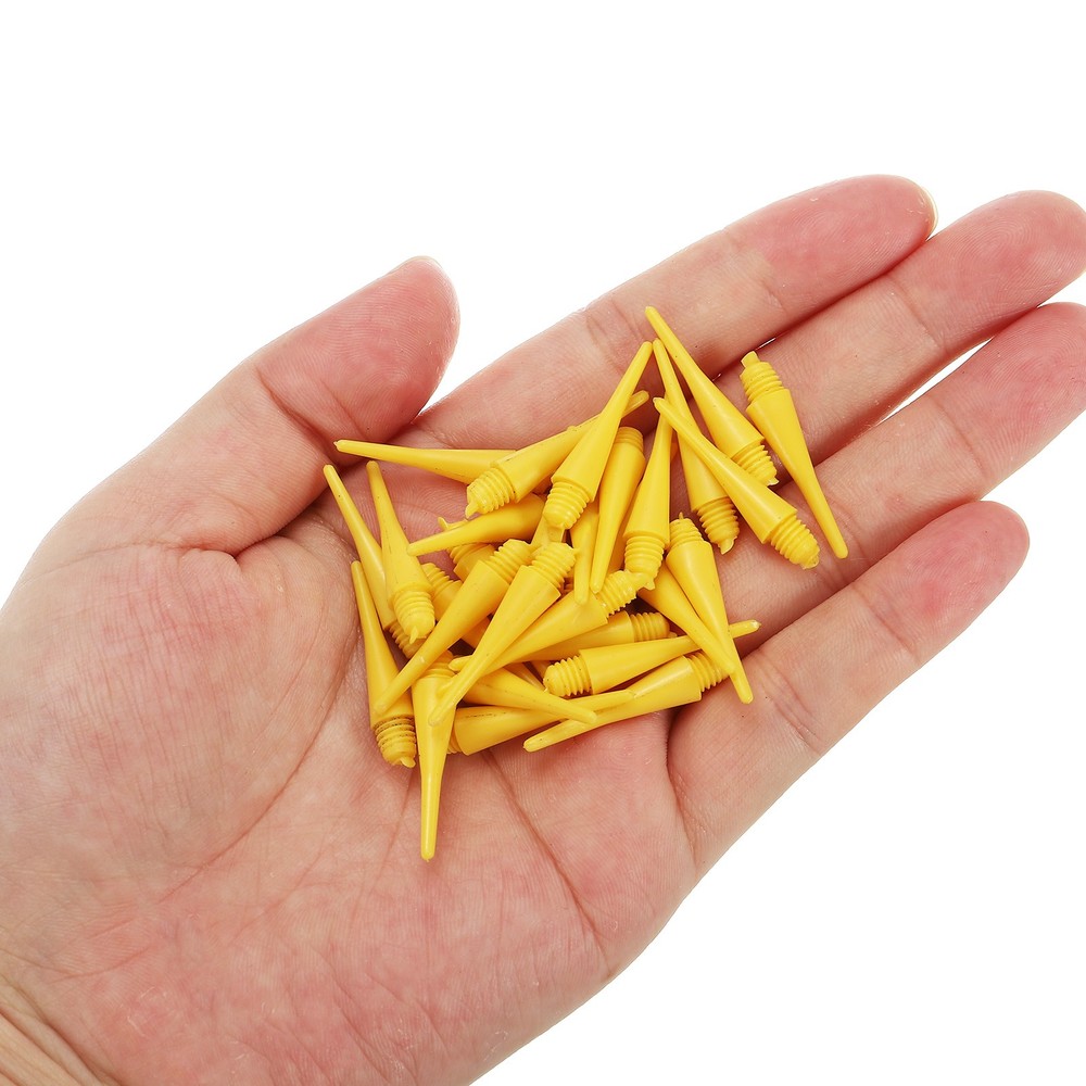 50Pcs Plastic Dart Tips,Game 2BA Thread Soft Darts Tips Replacements Yellow