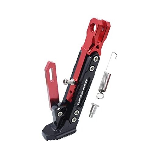Universal Motorcycle Kickstand Adjustable Foot Side Support Parking Red
