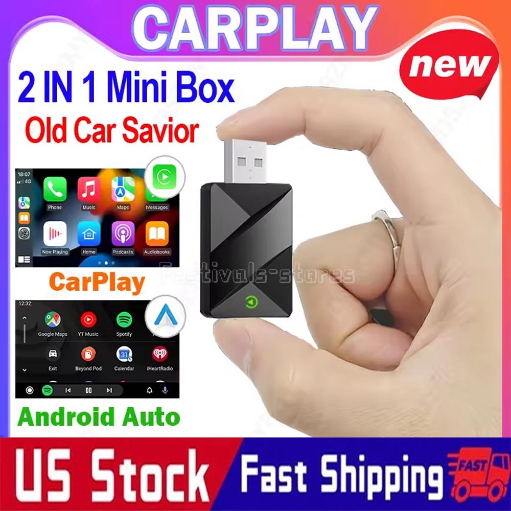 USB Wireless CarPlay Adapter for Apple iPhone & Android Auto Dongle Plug ＆ Play