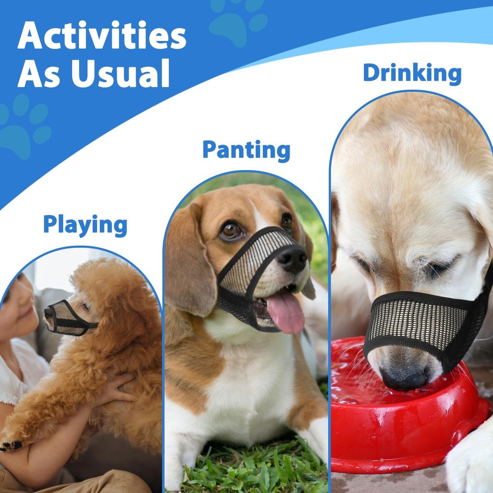 LUCKYPAW Dog Muzzle Suits for Small Medium Large Dogs, Mesh Muzzle Anti Bitin...