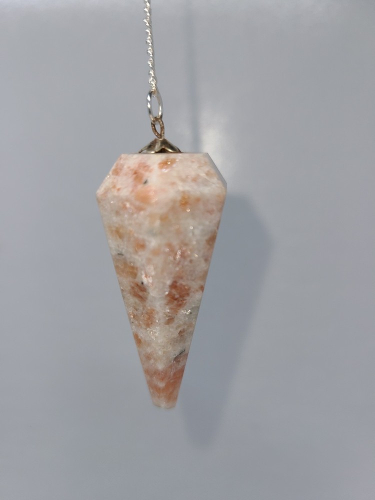 Sunstone Faceted Cone Crystal Dowsing Pendulum Divination Tool