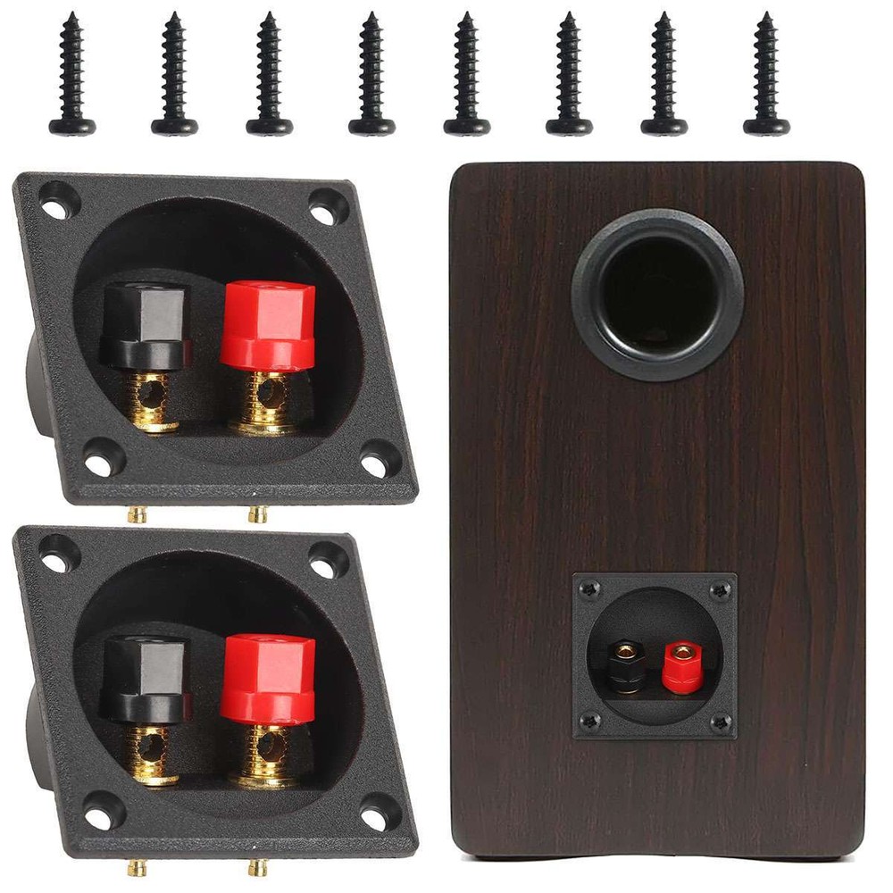 2Pcs Square Subwoofer Speaker Box Terminal Cup Spring Connector Sub Plug Box NEW
