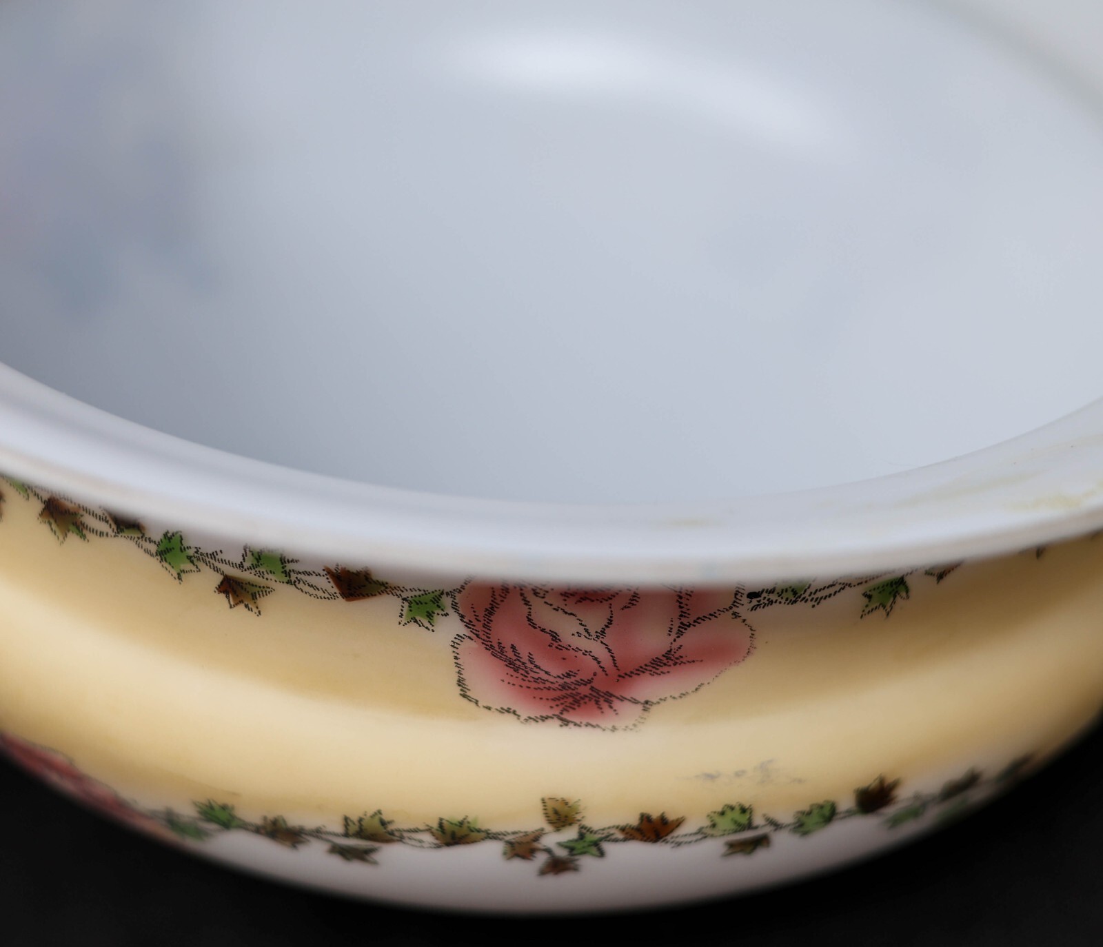 Vintage Large Hanging 3-Chain Glass Light Shade Lamp Part 14.25" Diam x 5" Roses