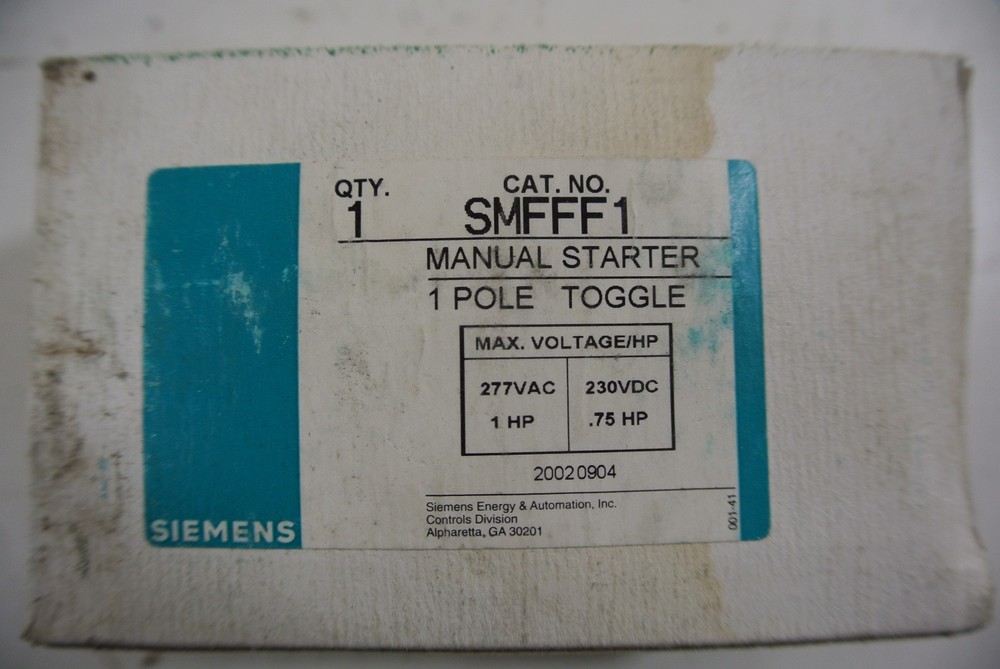 Siemens Manual Starter Toggle Switch single pole Cat: SMFFF1 NIB