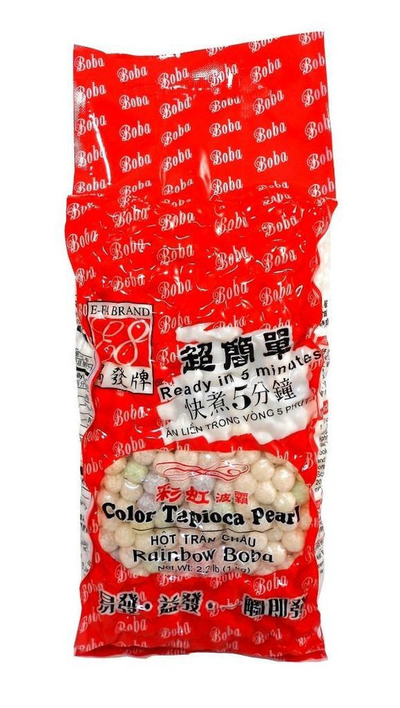 Rainbow Tapioca Pearls Bubble Tea Ready in 5 Minutes 2.2 lbs. E-FA Brand
