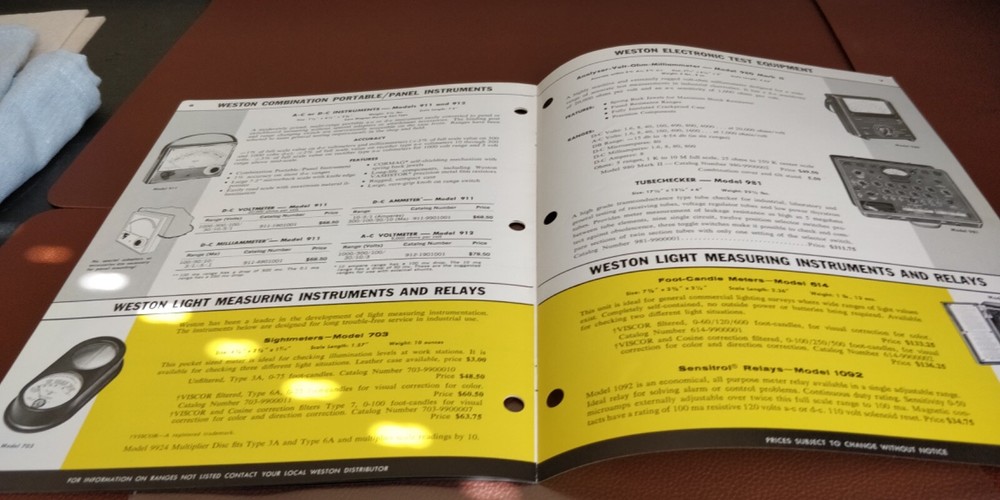 1961 Weston Portable Testing Instruments ~ catalog Brochure