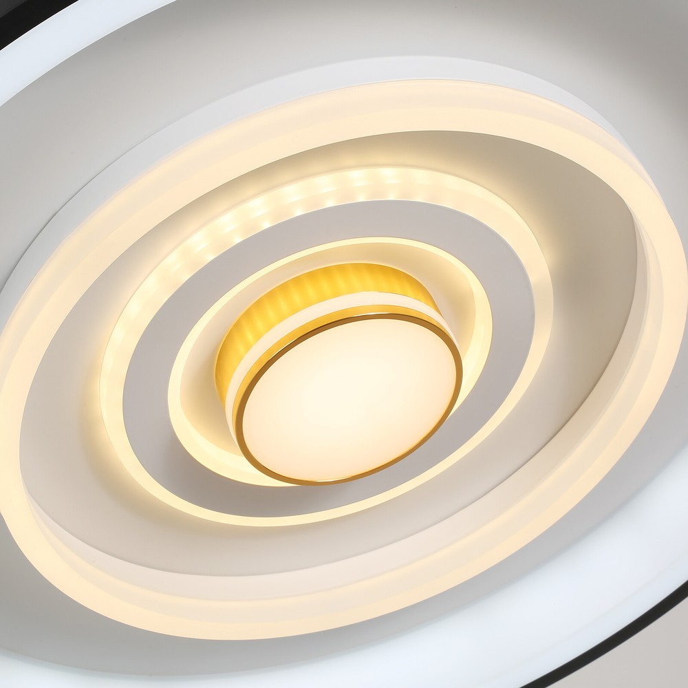 42 Inch Flush Mount Led Ceiling Fan With Lights Remote Control, Dimmable