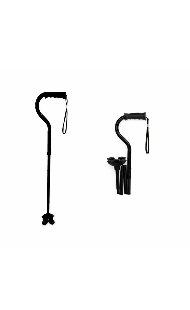 Medline Offset Folding Cane, 4-Point Base With Cushioned Gel Handle, Supports...