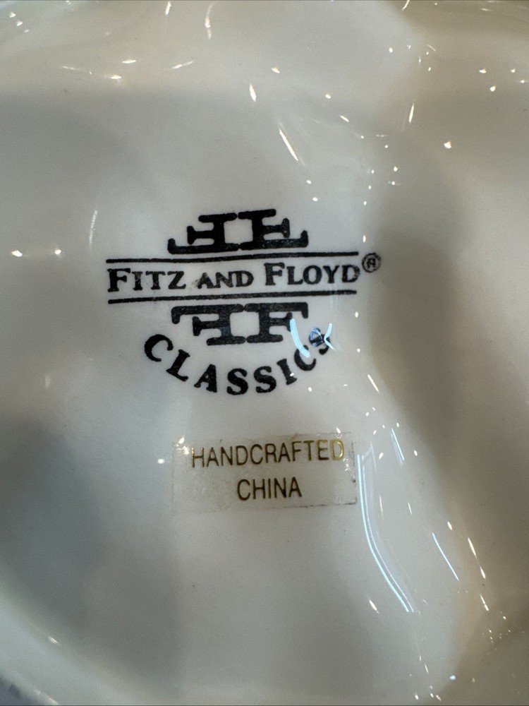 Fitz & Floyd Grapes Leaf Embossed Nut Candy Trinket Dish NOB