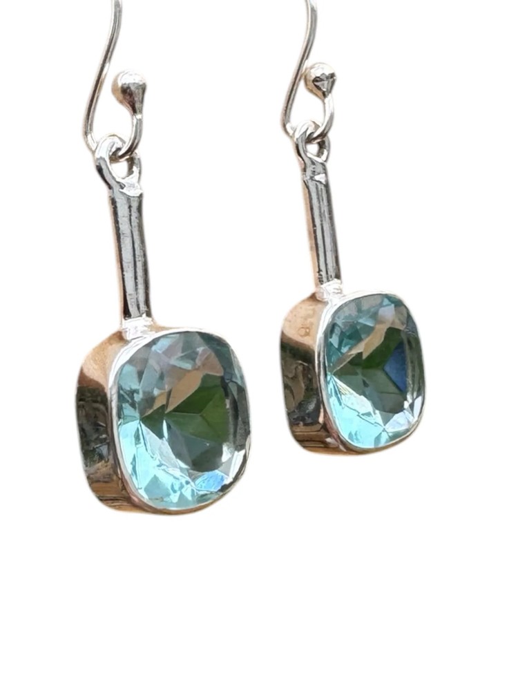 Swiss Blue Topaz Solid 925 Sterling Silver Earrings