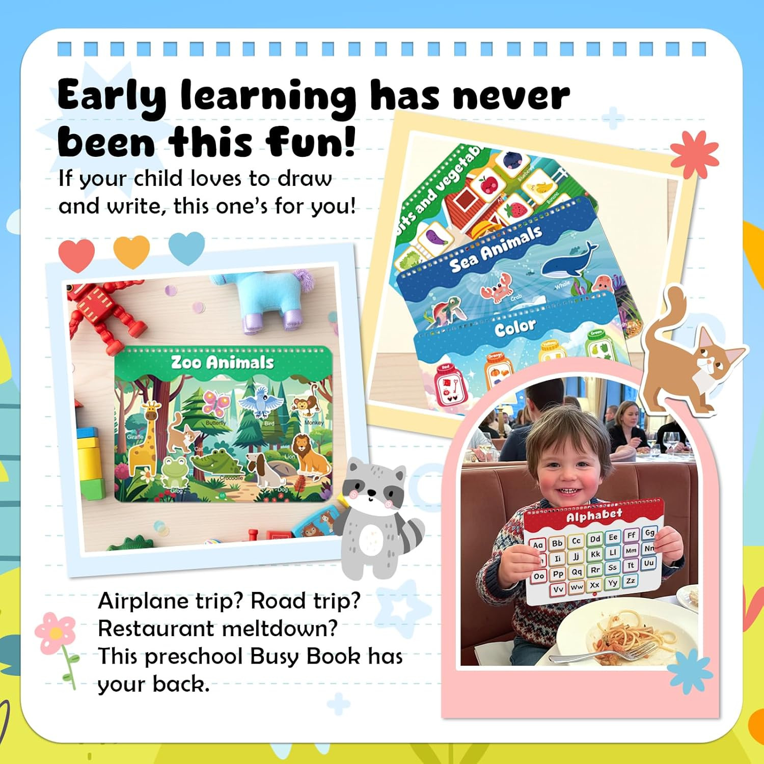 Montessori Busy Book for Toddlers 3-5, Activity Books for Kids, Toddler Busy Boo