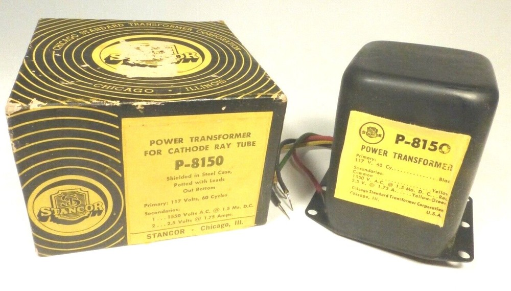 vintage N.O.S. STANCOR POWER TRANSFORMER FOR CATHODE RAY TUBE P-8150