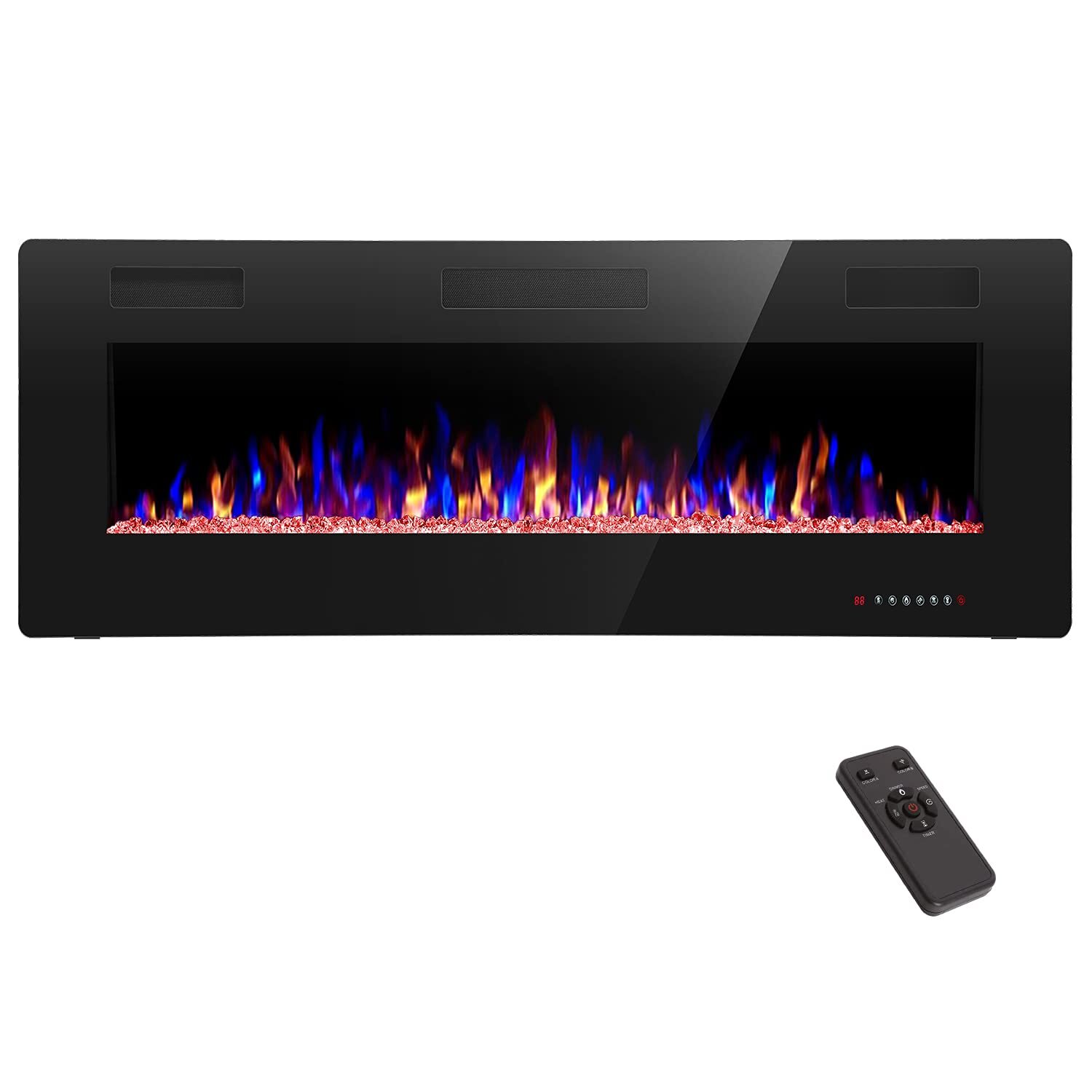 Electric Fireplace Wall-Mounted & Recessed,30''-68'',Ultra-Thin Fireplace Heater