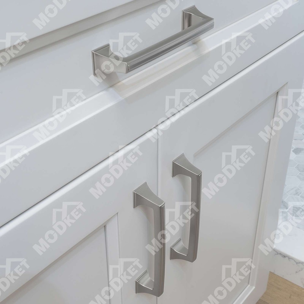 Solid Brushed Nickel Square Cabinet Pulls Knobs Handles Kitchen Bathroom Drawers