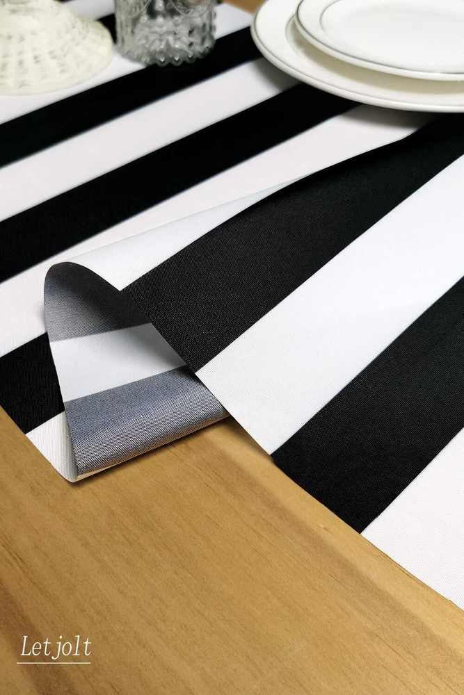 Table Runner Black and White Striped Pattern for Anniversary Runner Dinner Pa...