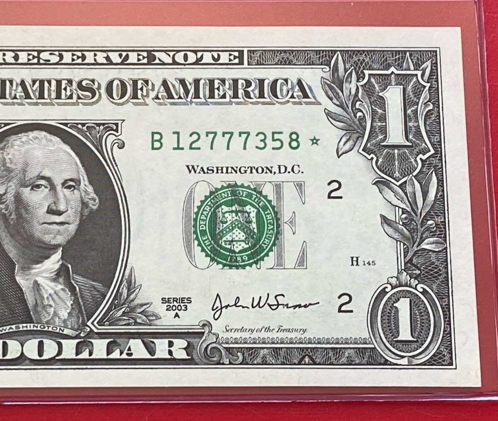 2003A Star Note  $1 DOLLAR BILL ( NEW YORK B) UNCIRCULATED