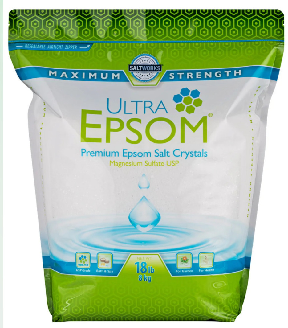 SaltWorks Ultra Epsom Bath Salt 18 lb USP Grade Magnesium Sulfate Unscented