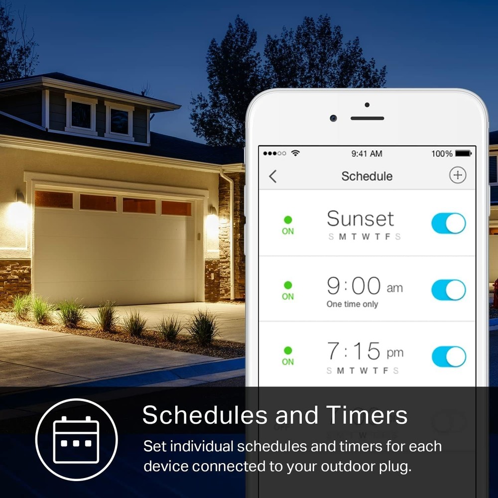 Smart Outdoor Plug by Kasa - Waterproof, Dual Sockets, Remote Control Ready