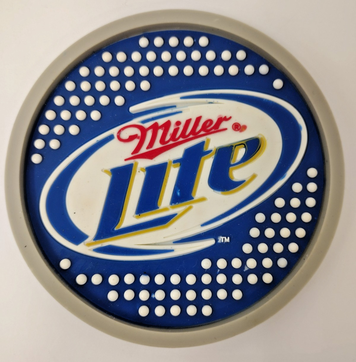 Miller Lite Rubber Beer Coaster Set of 4 Durable Washable Stocking Stuffer Bar