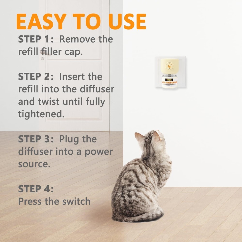 Cat Calming Diffuser Anxiety Relief Cat Pheromones Calming Diffuser 2-in-1 30 Da